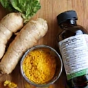 Product bottle displaying ingredient label with natural components